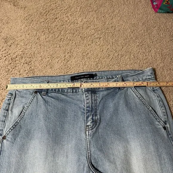 Calvin Klein Women's Light Wash Capri Wide Jeans High Rise Stretch Denim Y2K 14 - Picture 9 of 11